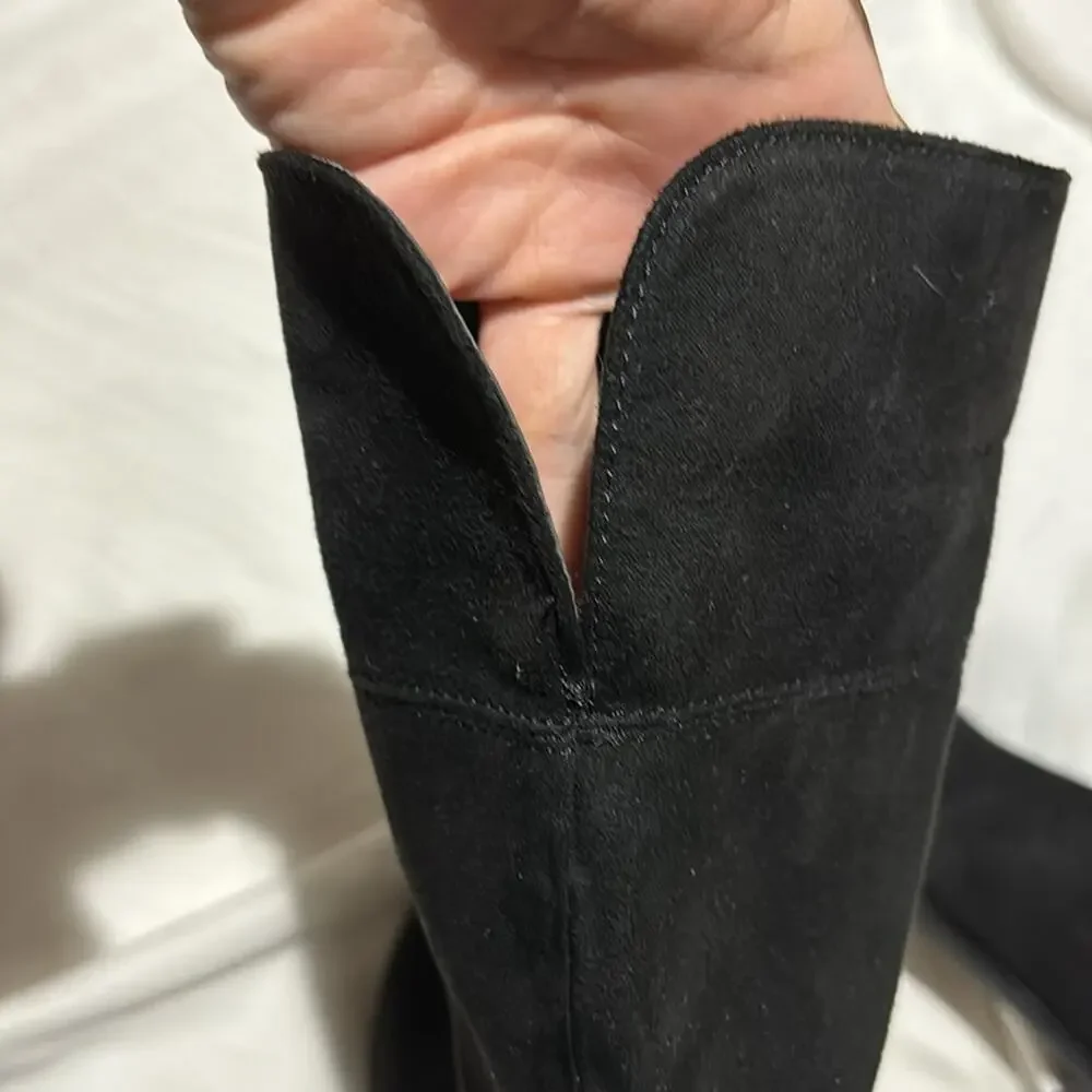 Childrens place 1 black tall microfiber flat boot side zipper entry euc